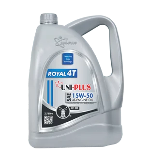 ROYAL 4T 15W-50 API-SM high-performance synthetic oil designed for 4-stroke motorcycle engines. Provides superior wear protection, improved engine cleanliness, and oxidation resistance, ensuring long-term durability in both extreme heat and high-stress conditions. Meets API SM for excellent high-temperature performance.