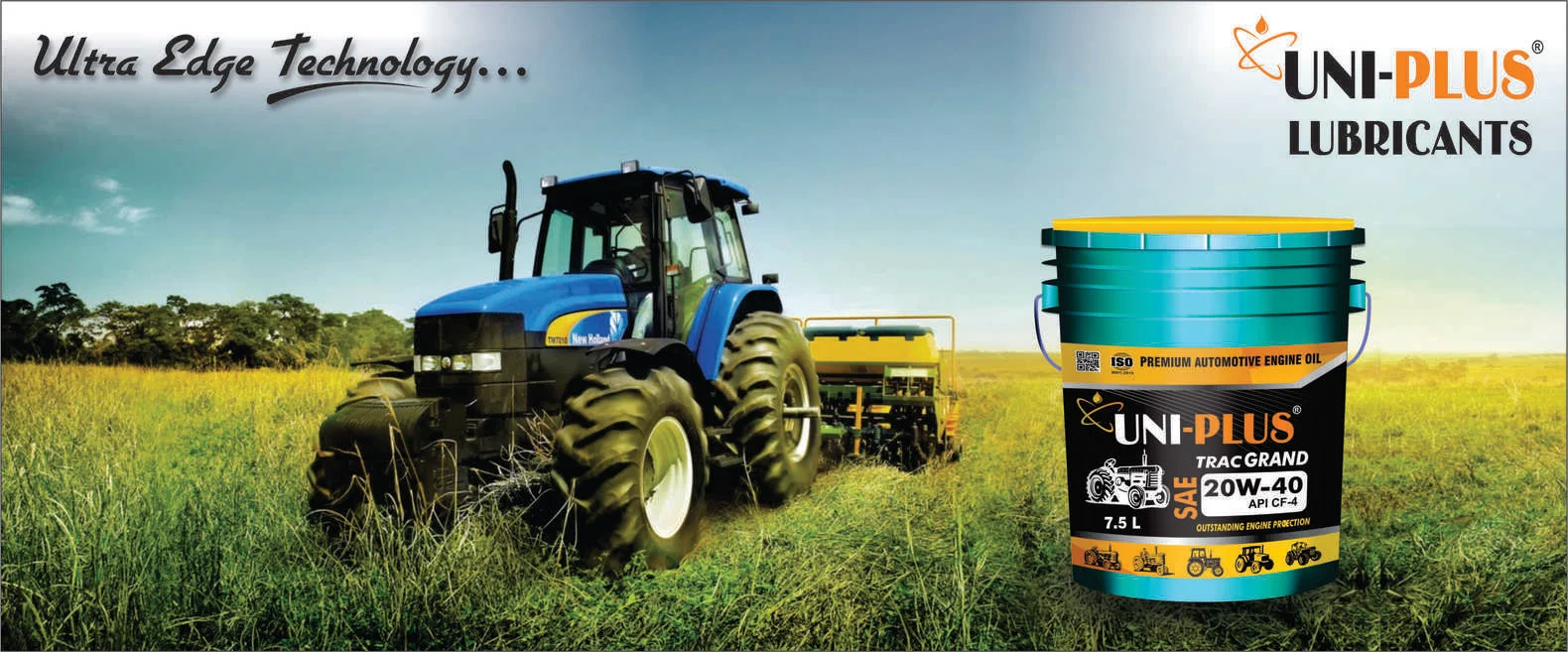 Tractor working in the field with durable agricultural oil